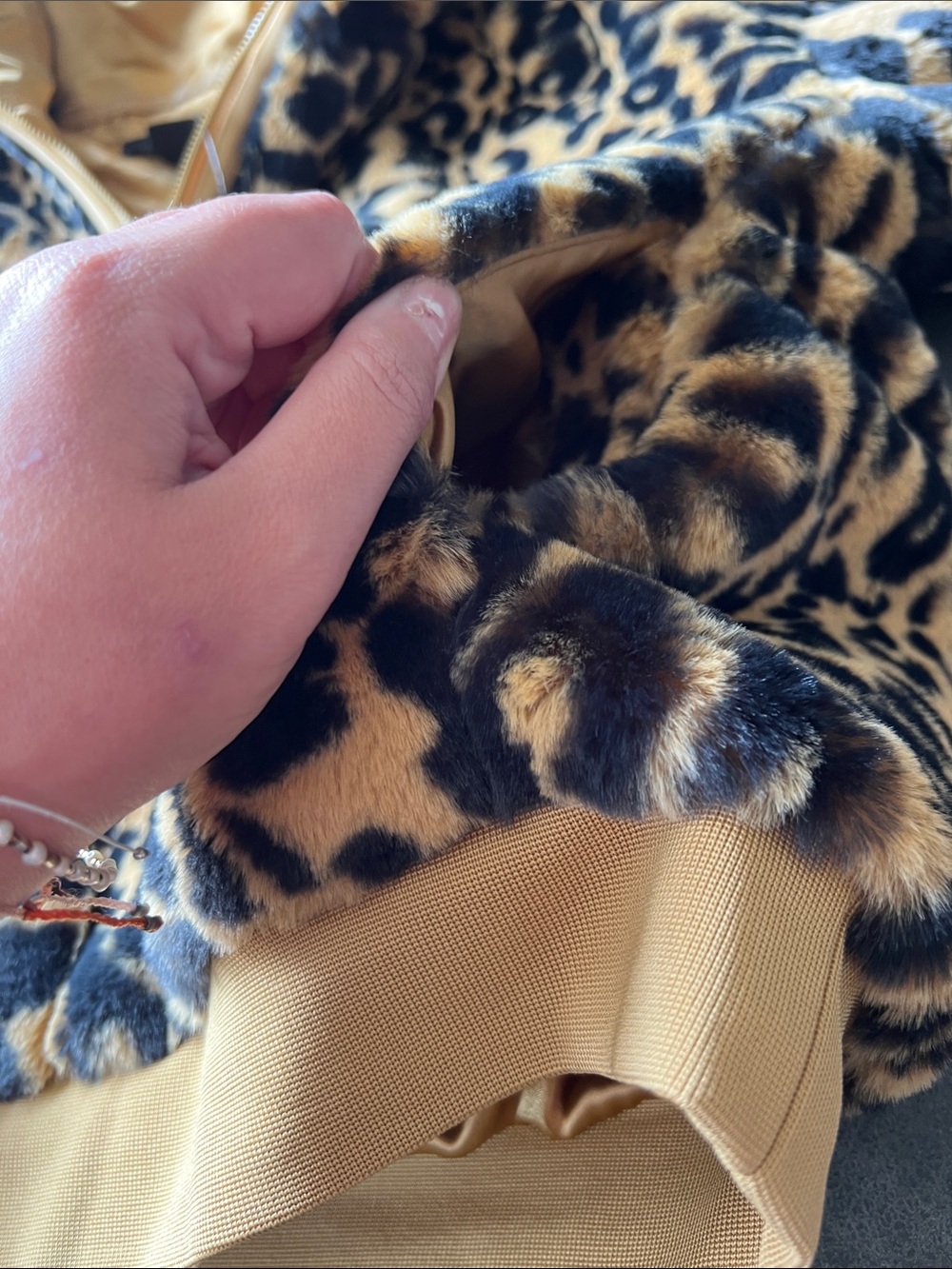 NEW! Limited Edition. Jordan Leopard-Print Faux Fur Half-Zip w/ hood. Silk lined - Picture 7 of 8